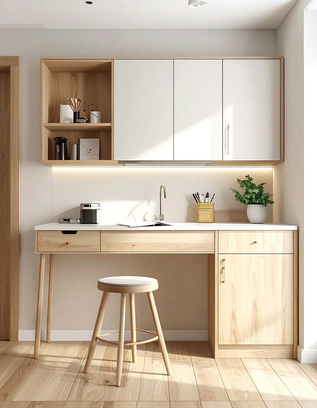 Wall Mounted Desk - 30 kitchen homework station ideas