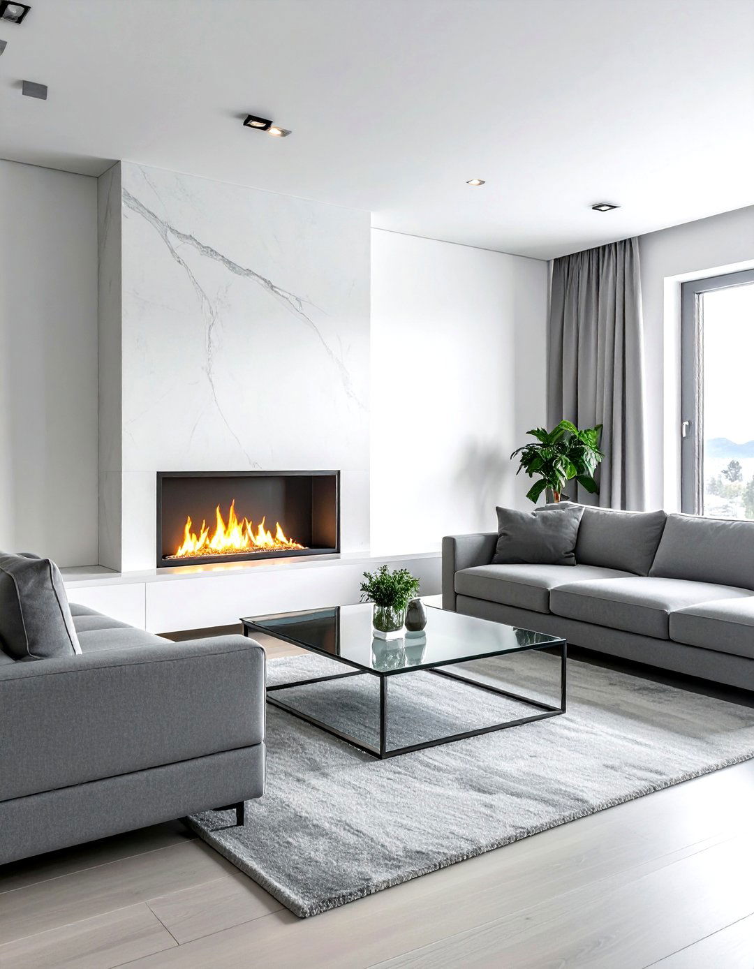 Wall Mounted Fireplace - 30 living room luxury furniture ideas