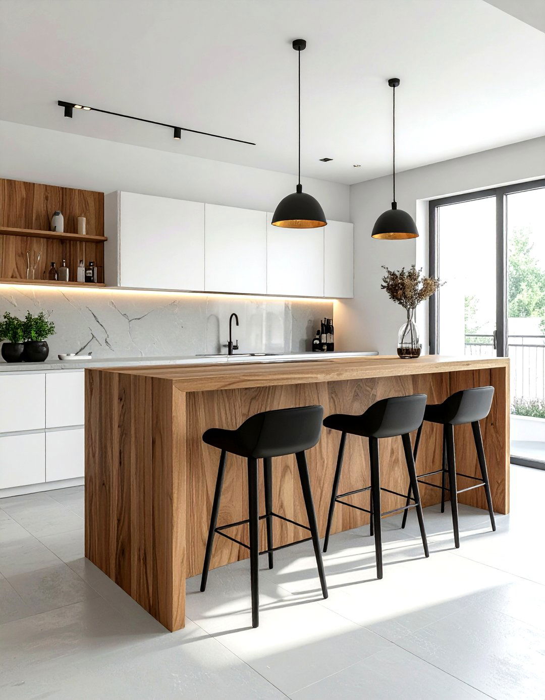 Wall Mounted Floating Bar - 30 kitchen bar ideas