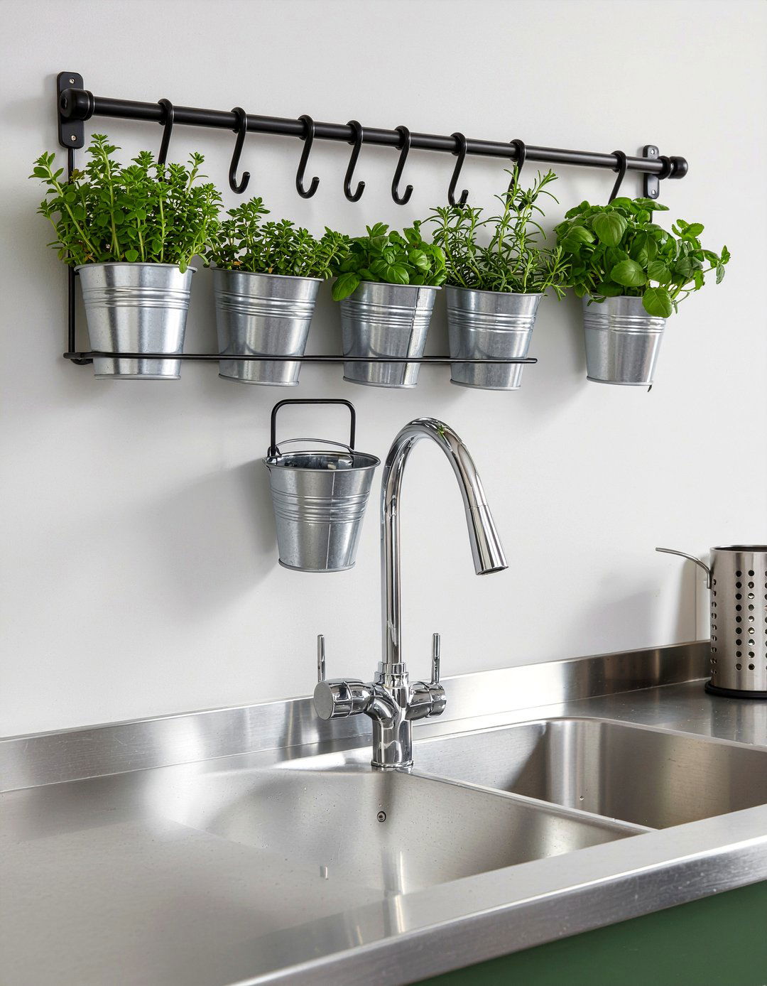 Wall Mounted Herb Rail - 30 kitchen herb garden ideas