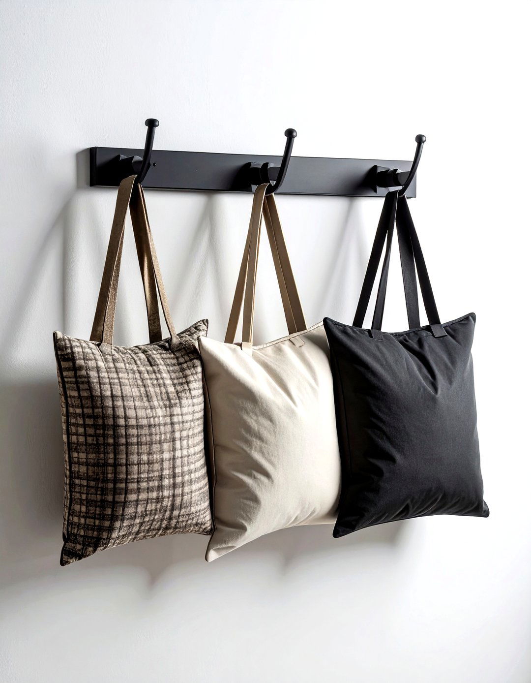 Wall Mounted Hooks - 30 living room pillow storage ideas