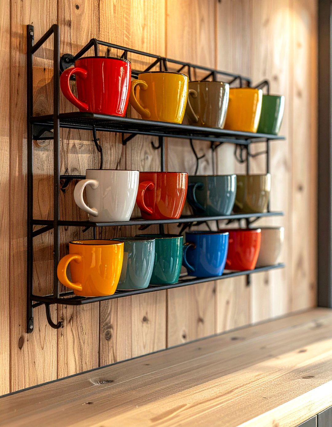 Wall Mounted Mug Tree - 30 kitchen vertical storage ideas