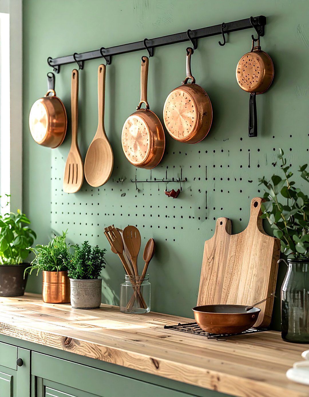 Wall Mounted Pegboard - 30 space-saving kitchen ideas