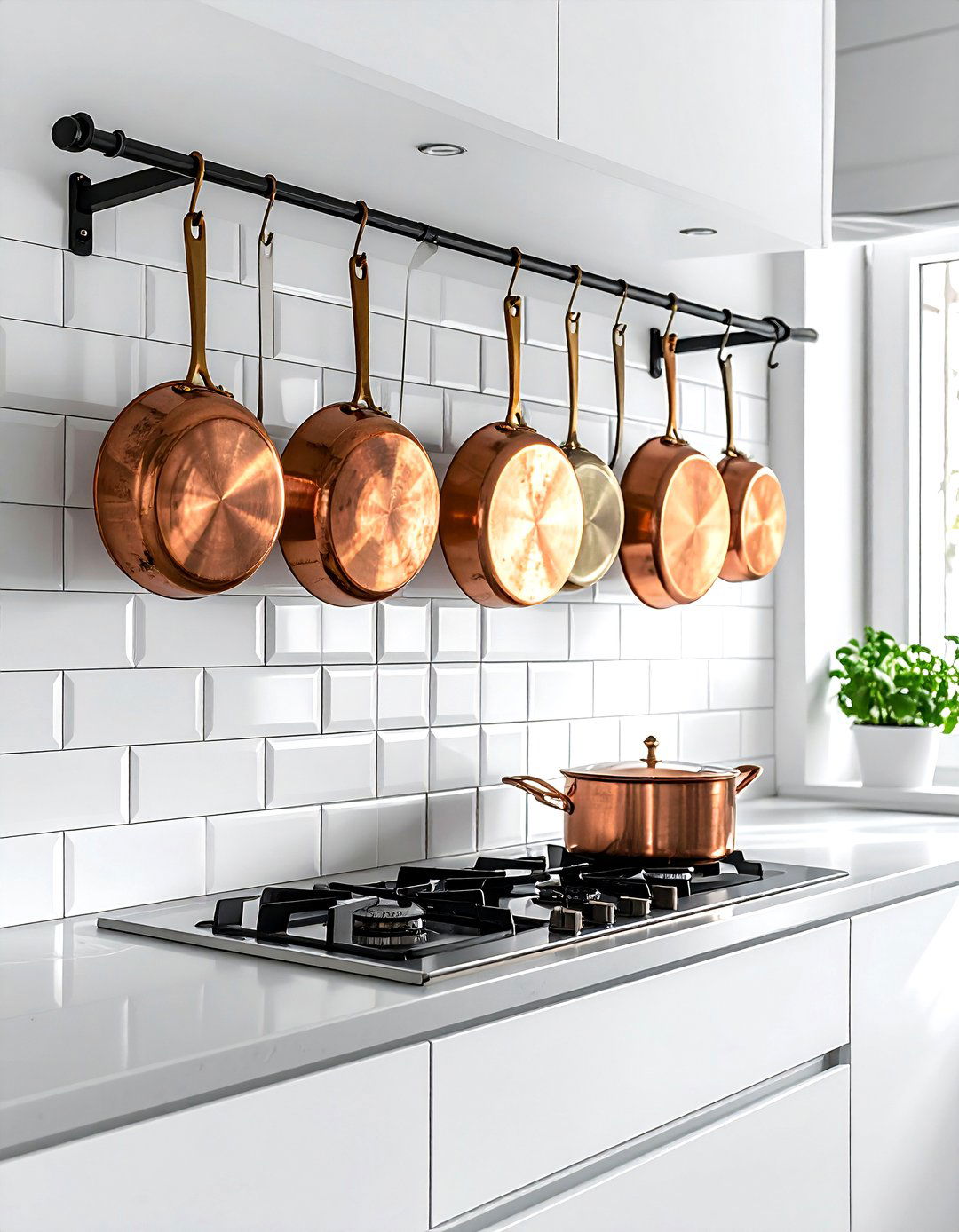 Wall Mounted Pot Rack - 30 cheap kitchen ideas