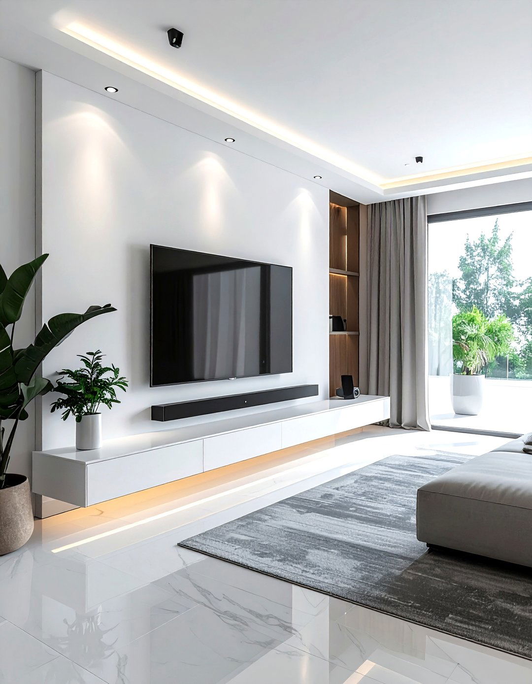 Wall Mounted Soundbar - 30 living room home theater ideas