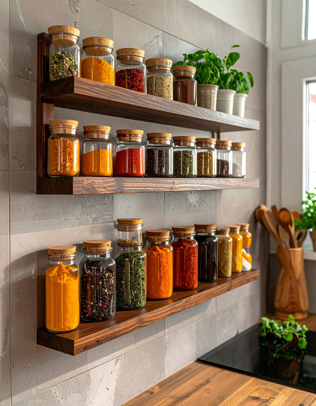 Wall Mounted Spice Rack - 30 small kitchen organization ideas