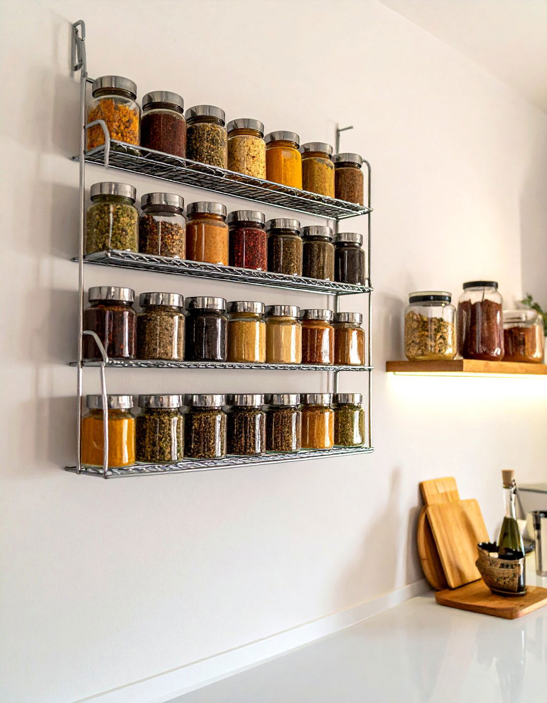 Wall Mounted Spice Rack - 30 temporary kitchen ideas