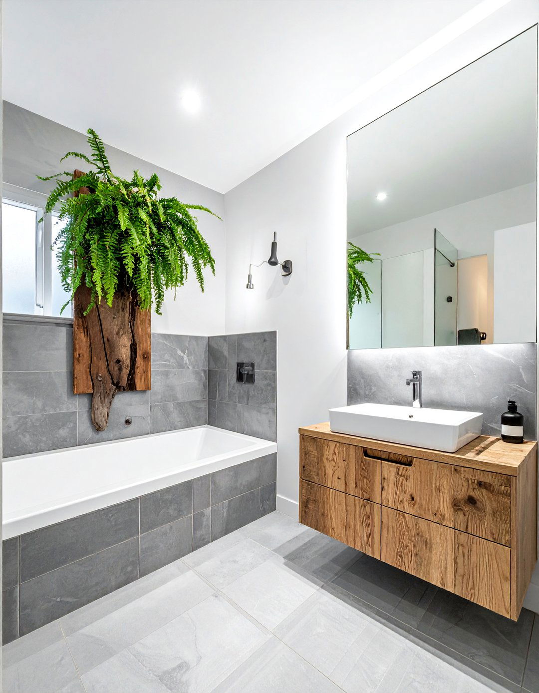 Wall Mounted Staghorn Fern - 30 bathroom fern ideas