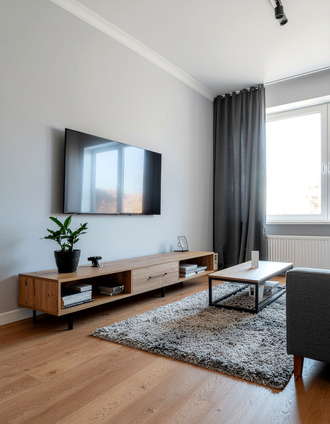 Wall Mounted TV - 30 family friendly living room ideas