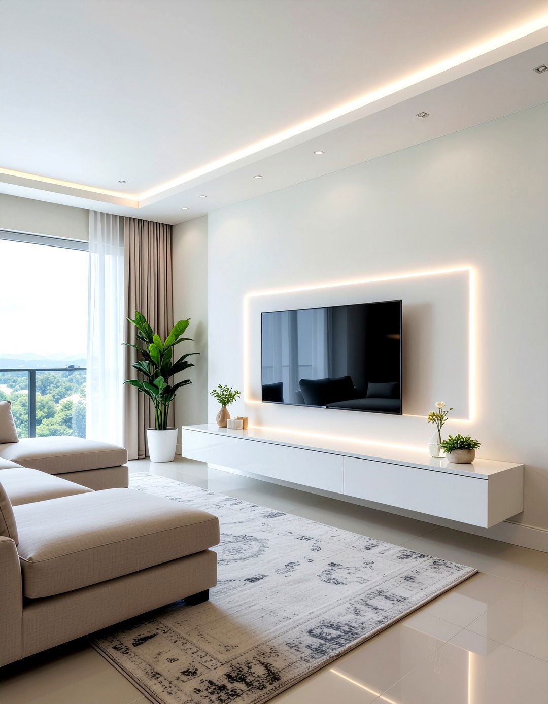 Wall Mounted TV Console - 30 narrow living room ideas