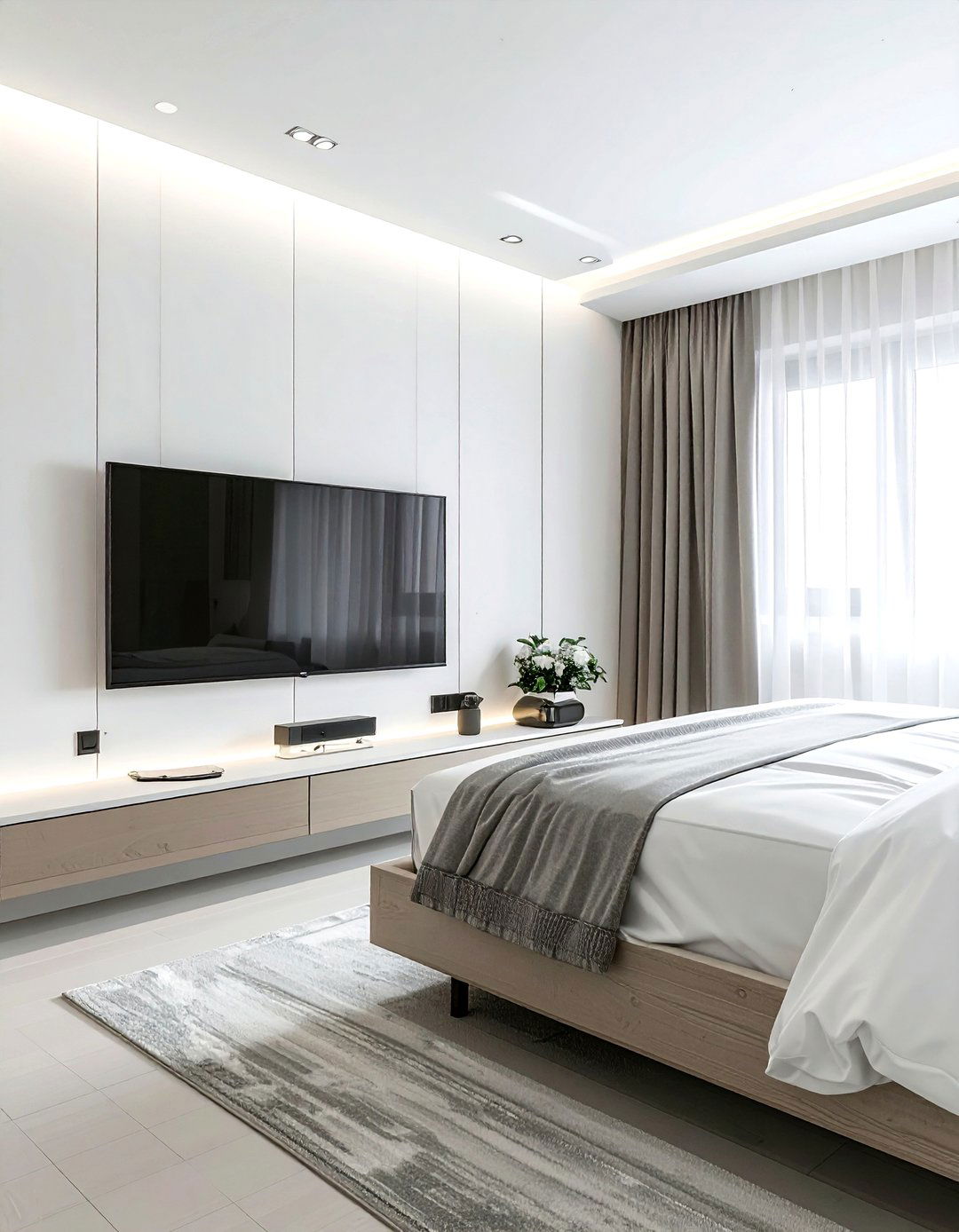 Wall Mounted Television - 30 compact bedroom ideas