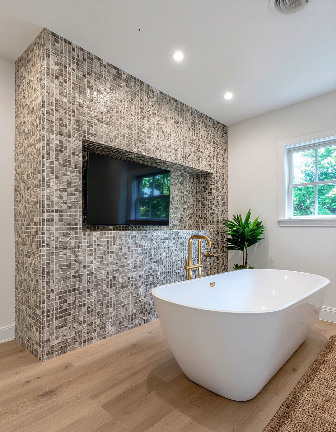Wall Niche TV - 30 bathroom TV ideas