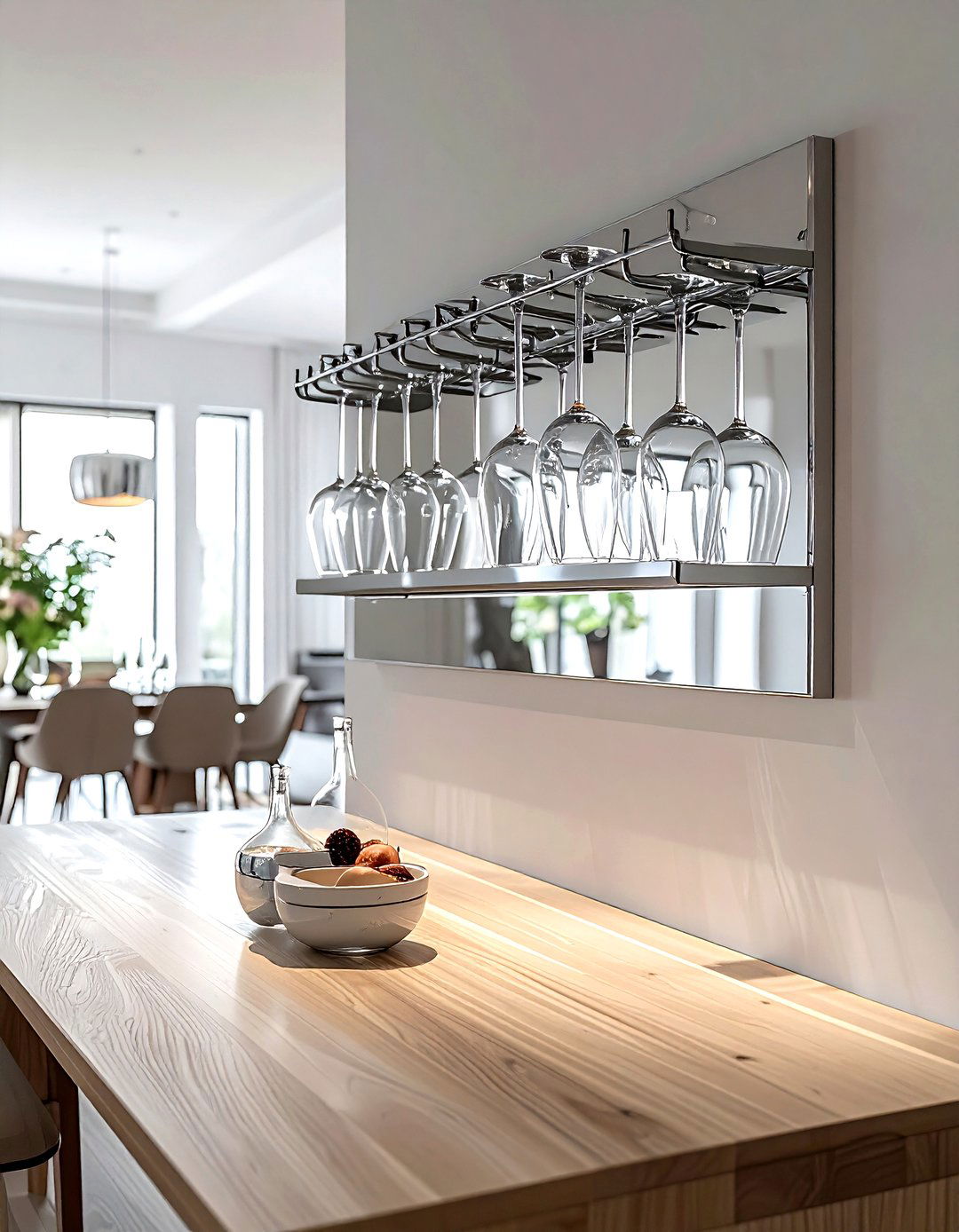 Wall Wine Glass Holder - 30 dining room hanging storage ideas