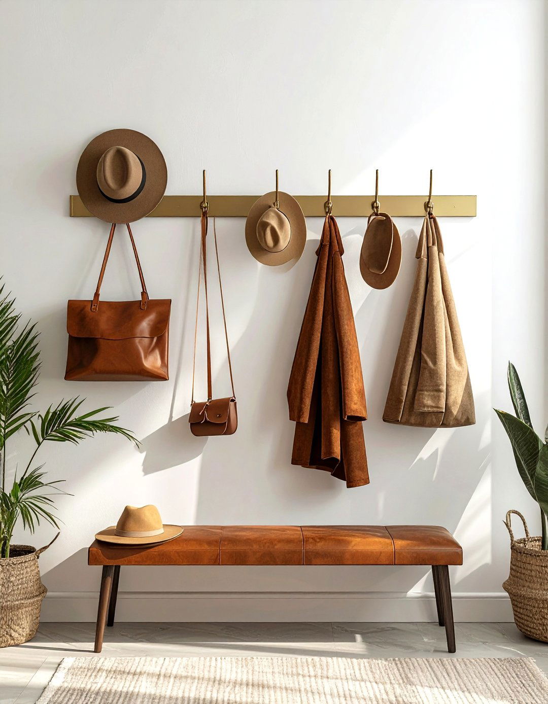 Wall hooks for bags - 30 living room hanging storage ideas