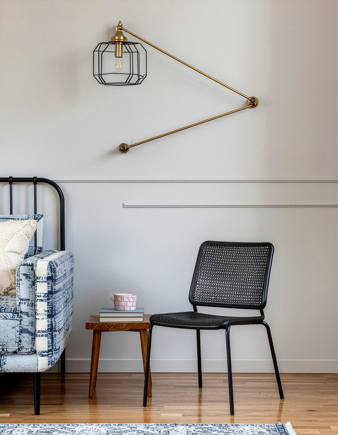 Wall lamp beside reading chair - 30 living room light fixture placement