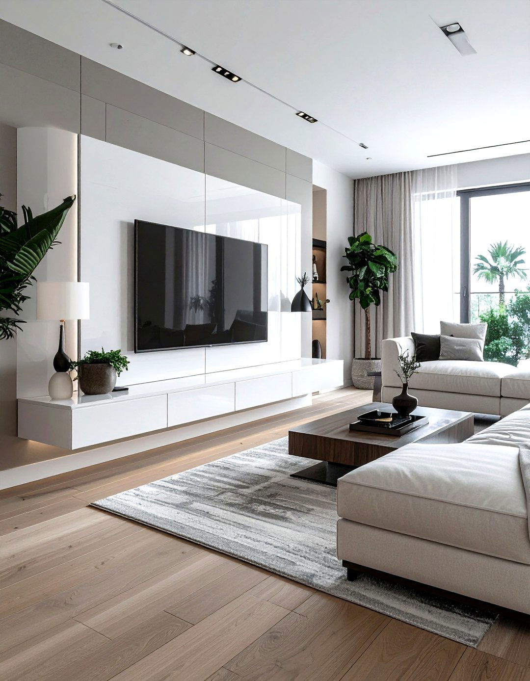 Wall mounted TV unit - 30 living room storage hacks