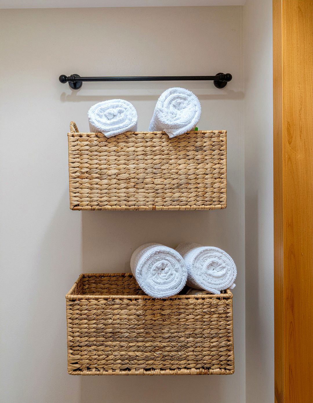 Wall mounted basket - 30 small bathroom storage ideas