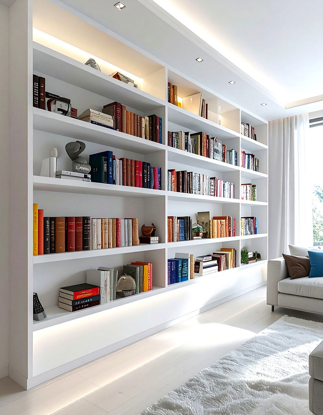 Wall mounted bookshelf - 30 living room hanging storage ideas