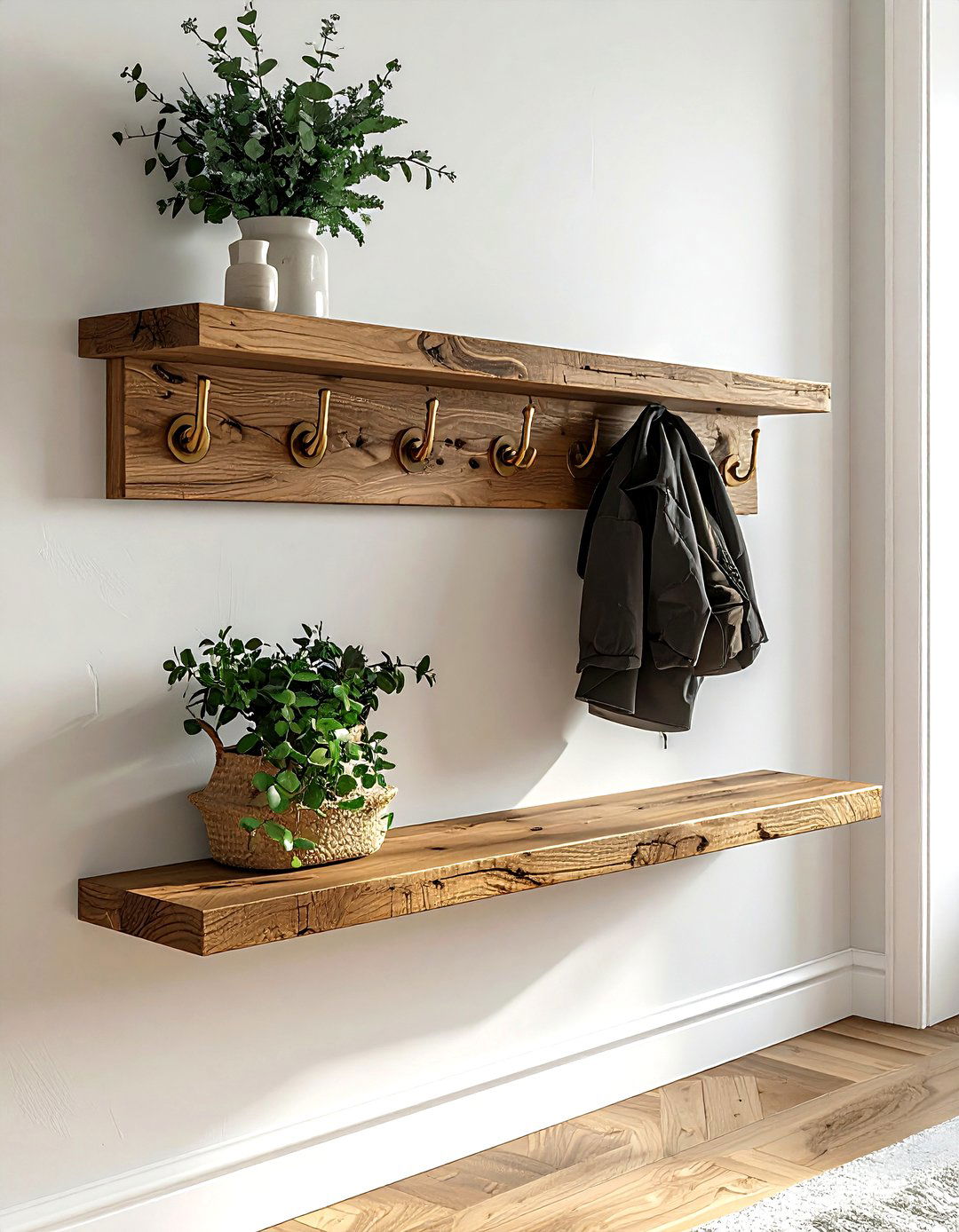 Wall mounted coat rack - 30 living room hanging storage ideas