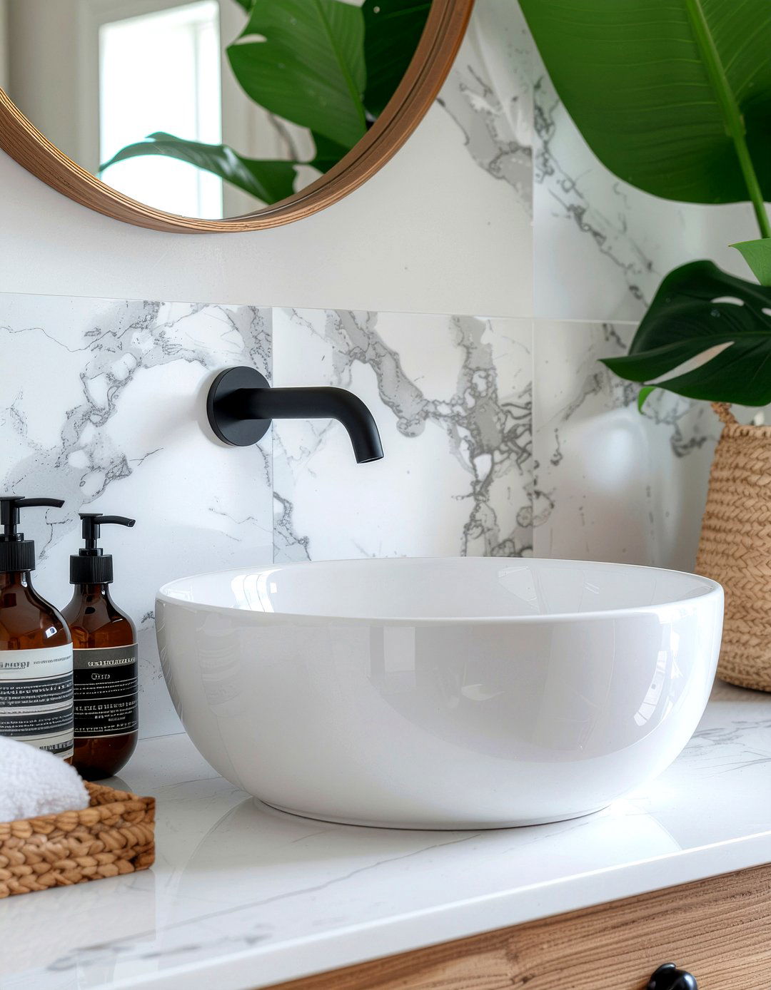 Wall mounted faucet - 30 bathroom optimization ideas