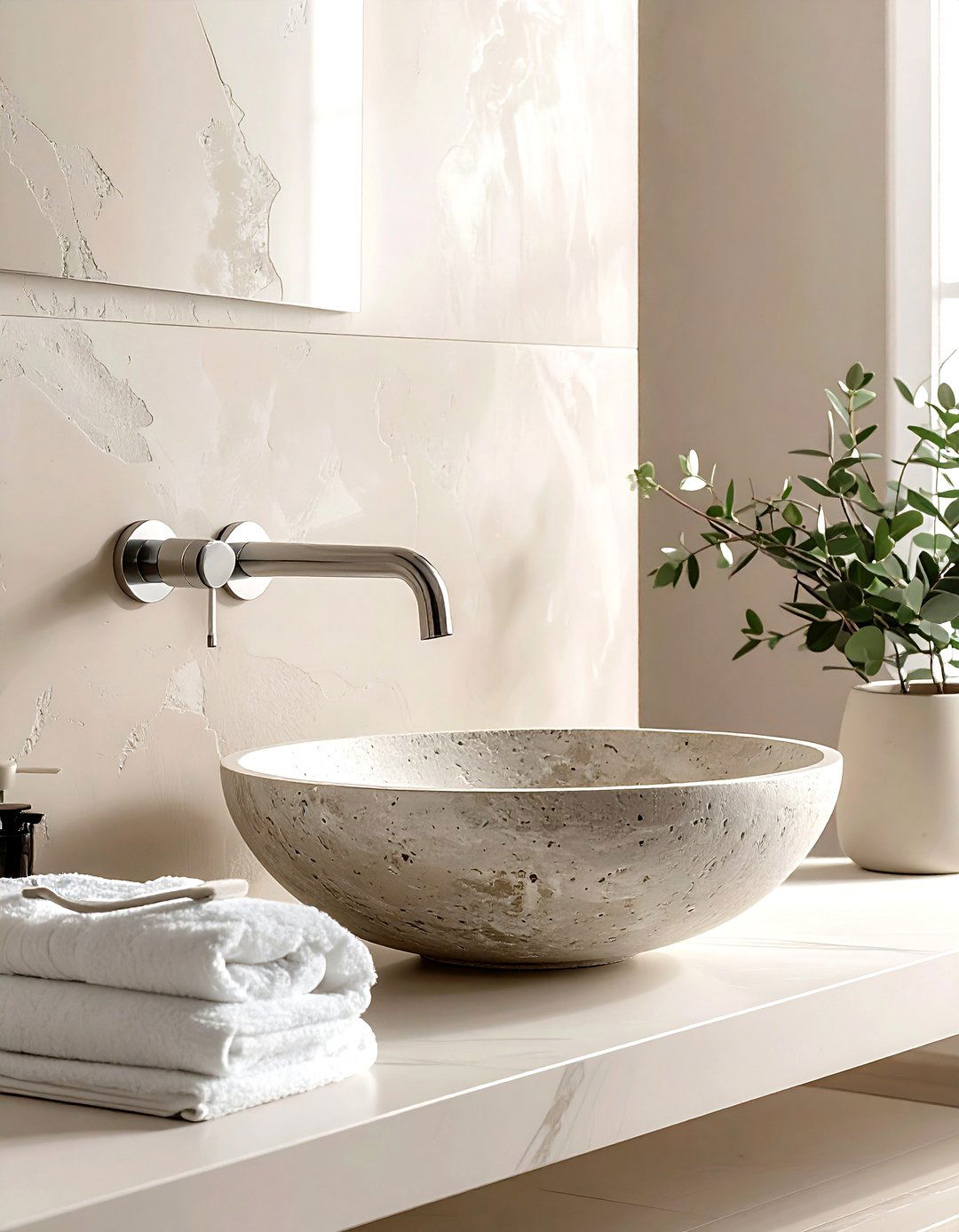 Wall mounted faucet - 30 bathroom space-saving ideas