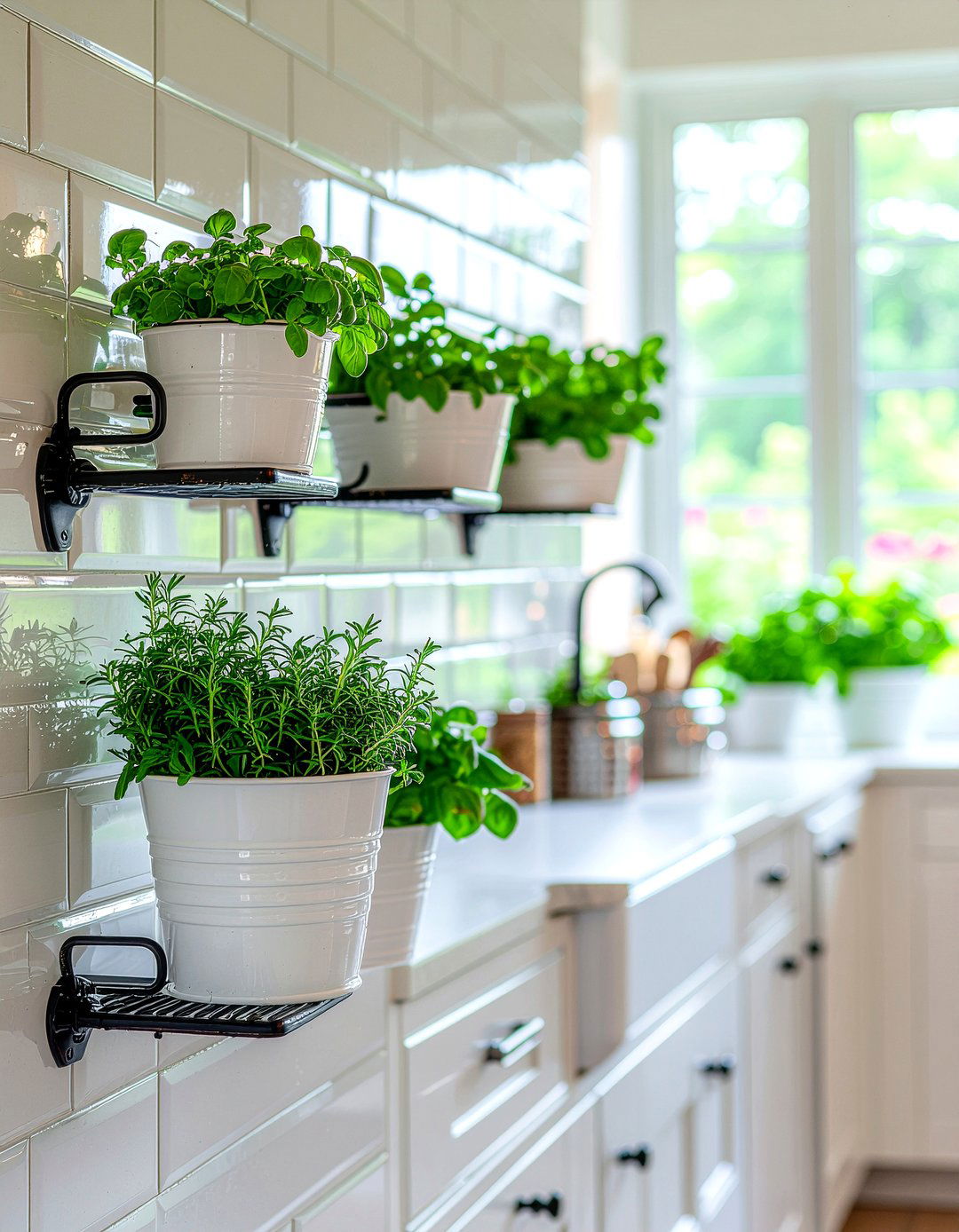 Wall mounted herb rail kitchen - 30 kitchen window herb garden ideas