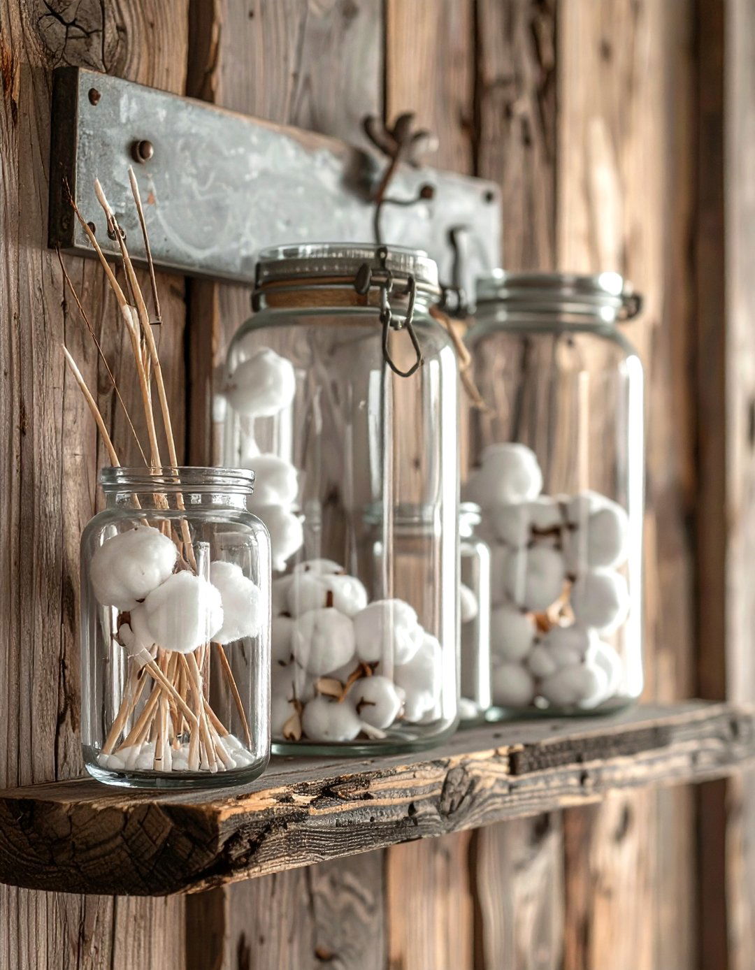 Wall mounted jar - 30 bathroom vertical storage ideas