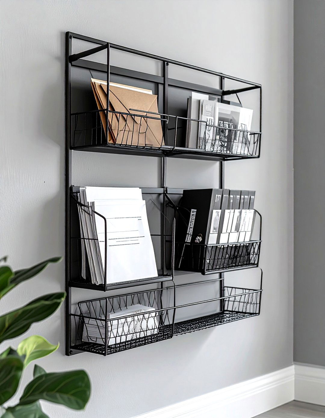 Wall mounted mail organizer - 30 wire basket ideas