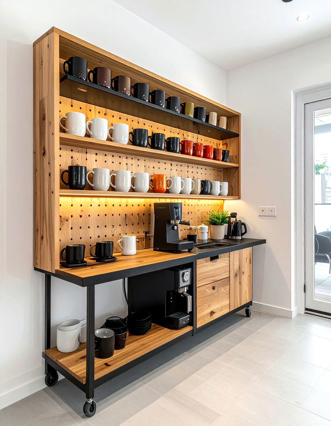 Wall mounted mug rack station - 30 coffee bar kitchen ideas