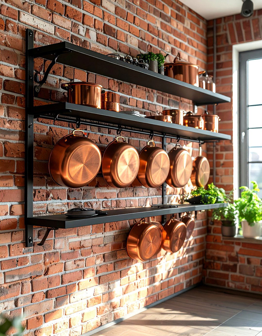 Wall mounted pot rack - 30 DIY kitchen ideas