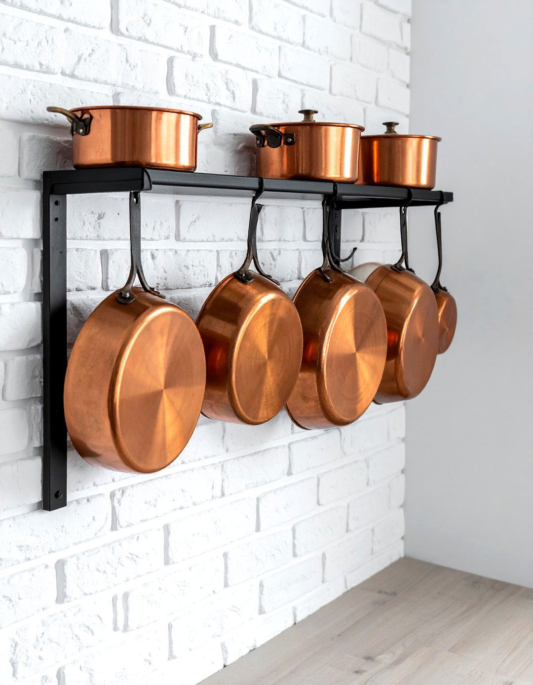 Wall mounted pot rack - 30 kitchen storage tips