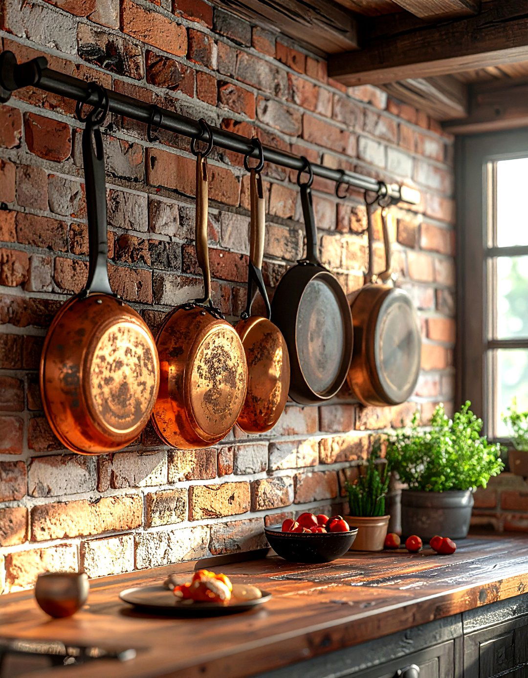 Wall mounted pot rack - 30 kitchen storage hacks