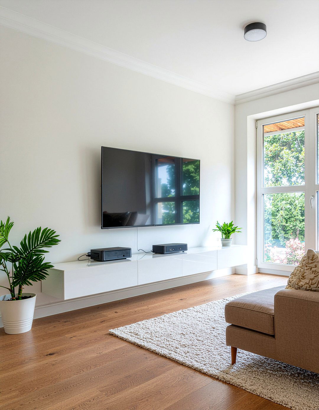 Wall mounted television - 30 senior friendly living room ideas