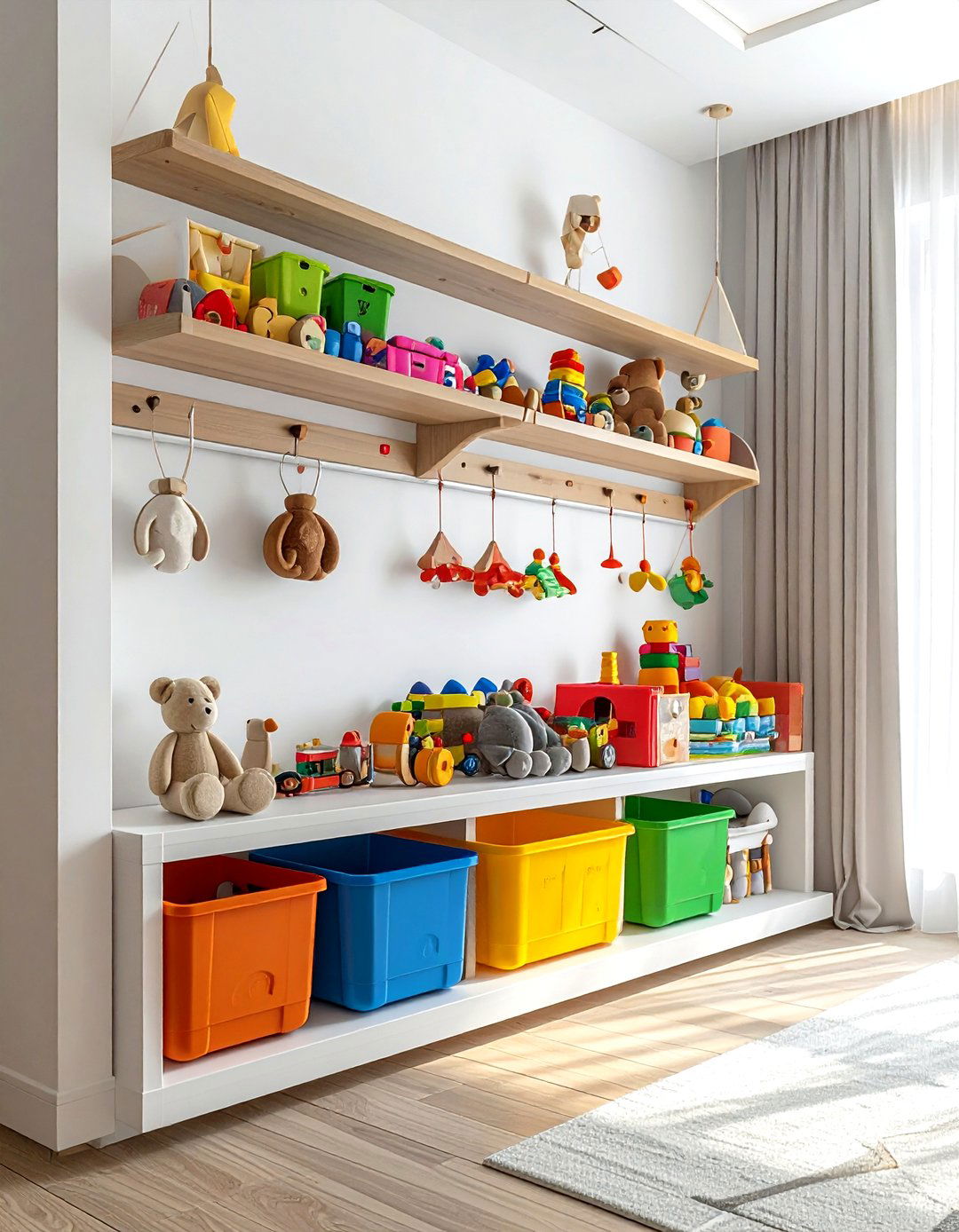 Wall mounted toy storage - 30 living room hanging storage ideas