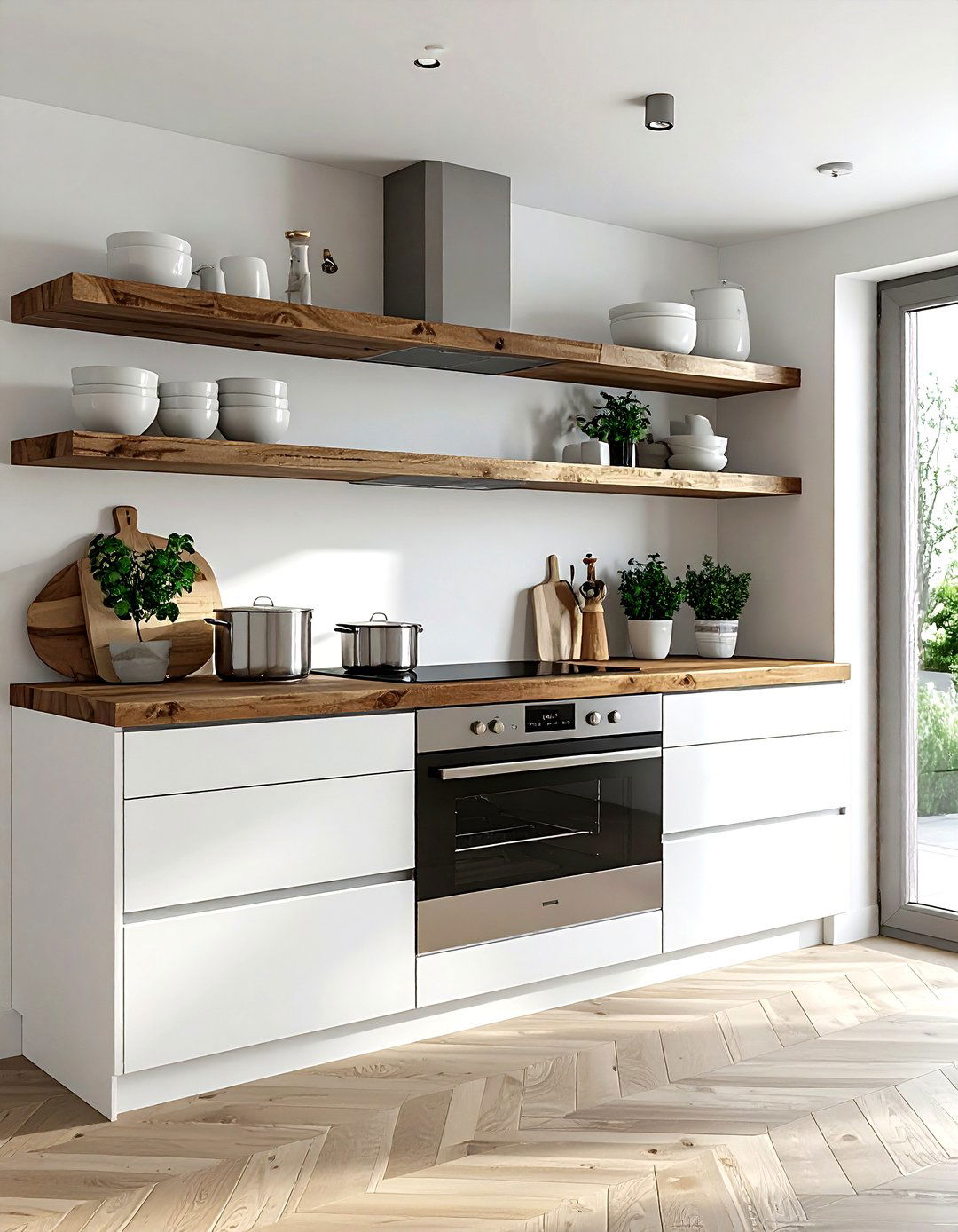 Wall oven with open shelving - 30 wall oven kitchen ideas