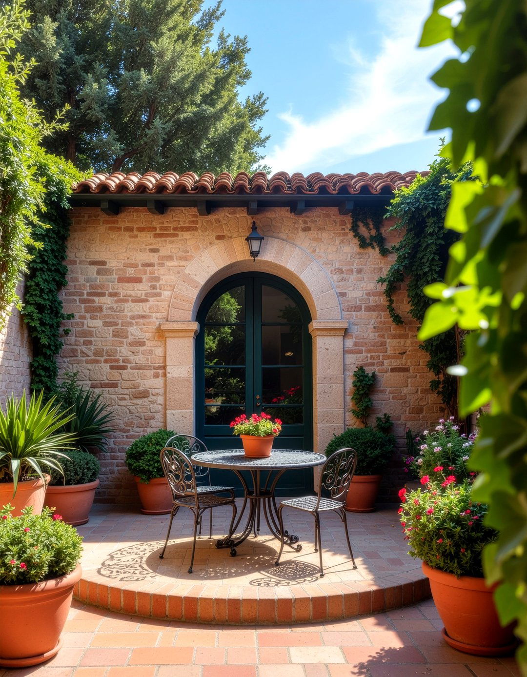 Walled courtyard dining - 30 garden dining ideas