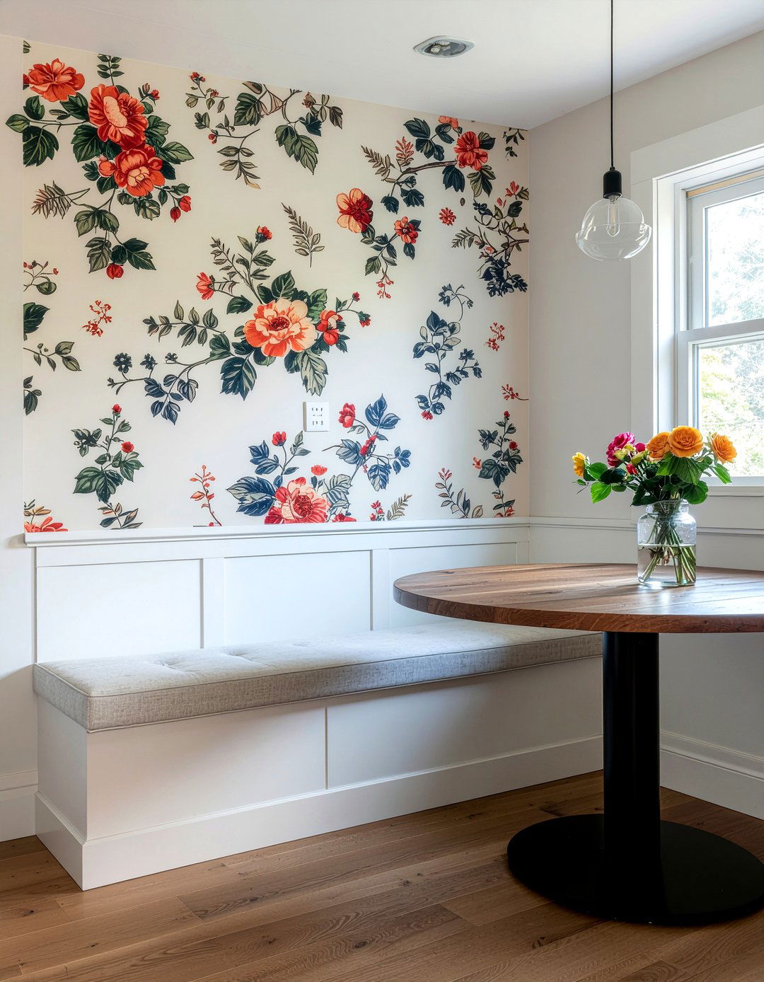 Wallpaper Accent Wall - 30 kitchen nook ideas