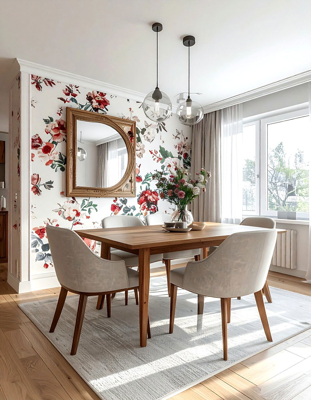 Wallpaper Accent - 30 amazing dining room ideas