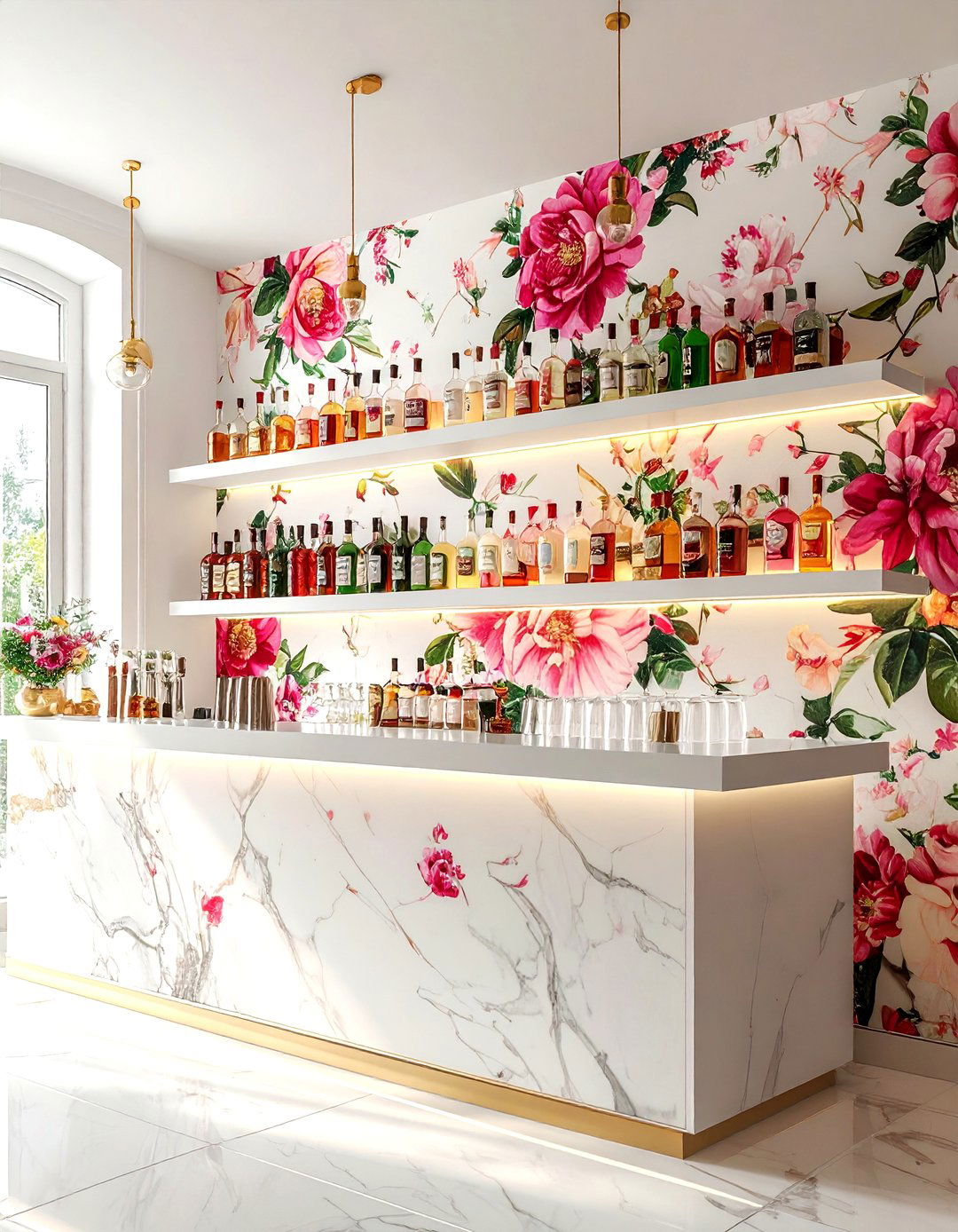 Wallpaper Bar Backdrop - 30 home bar decor ideas