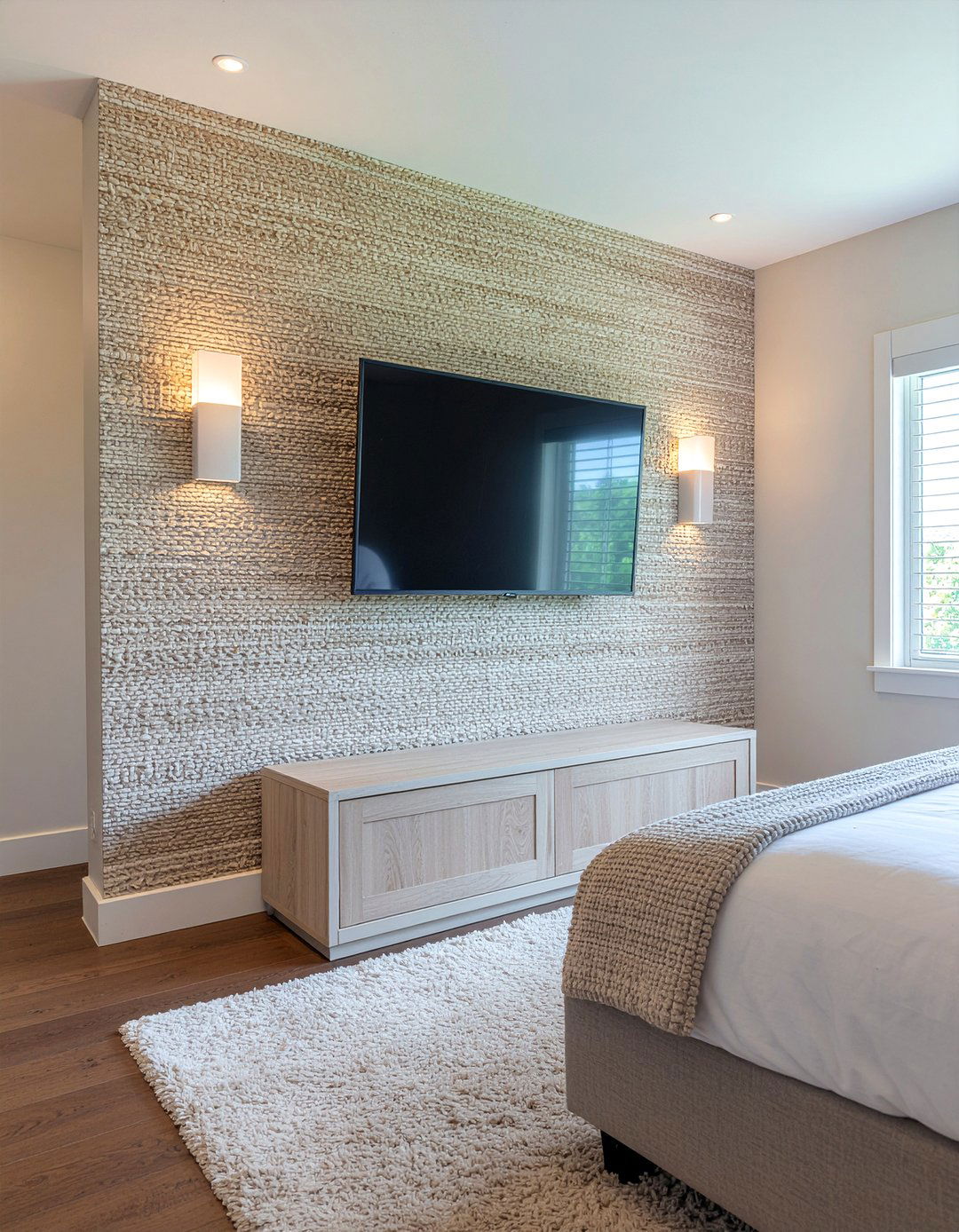 Wallpaper Behind TV - 30 bedroom tv ideas