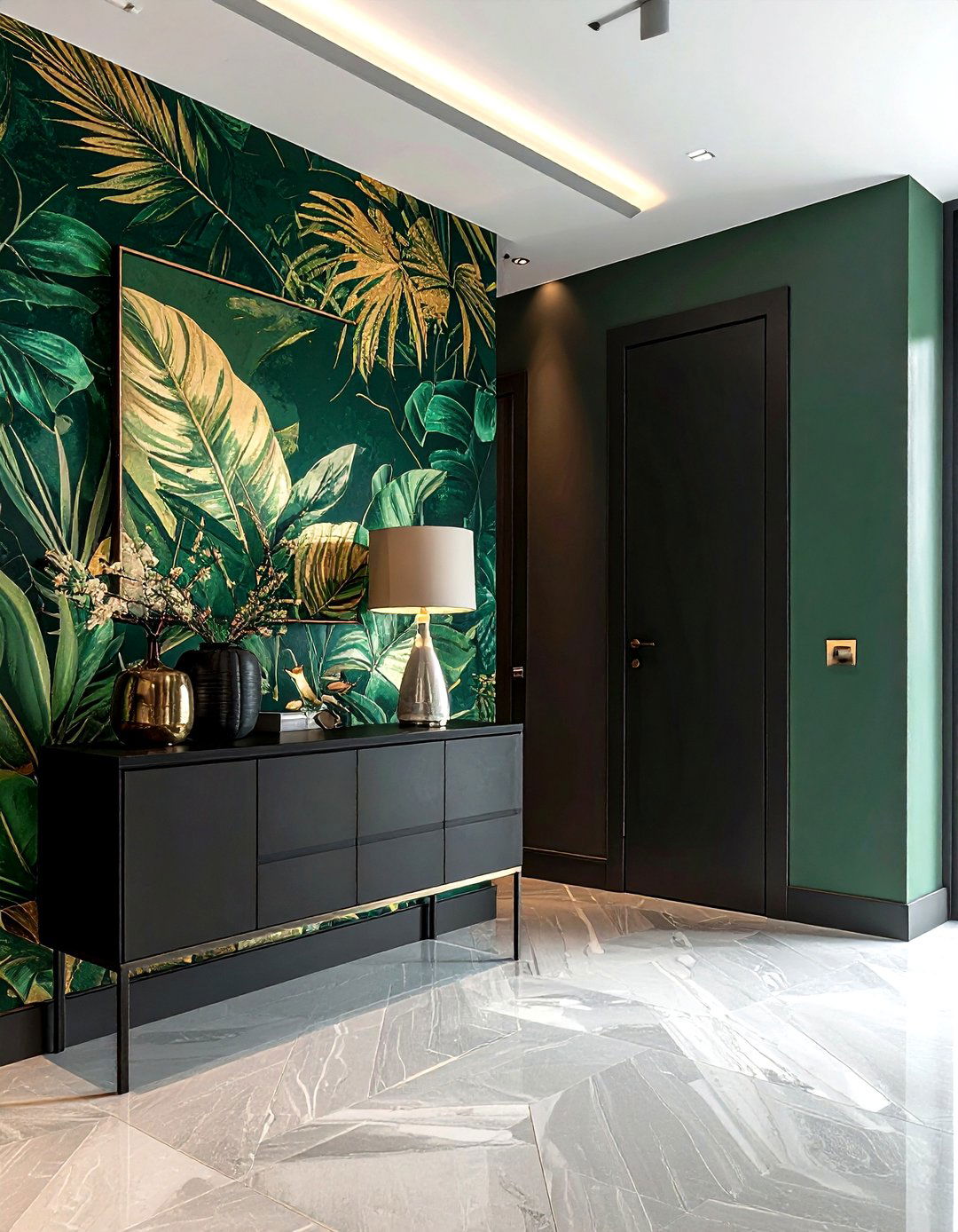 Wallpaper accent wall - 30 hallway wall decor ideas