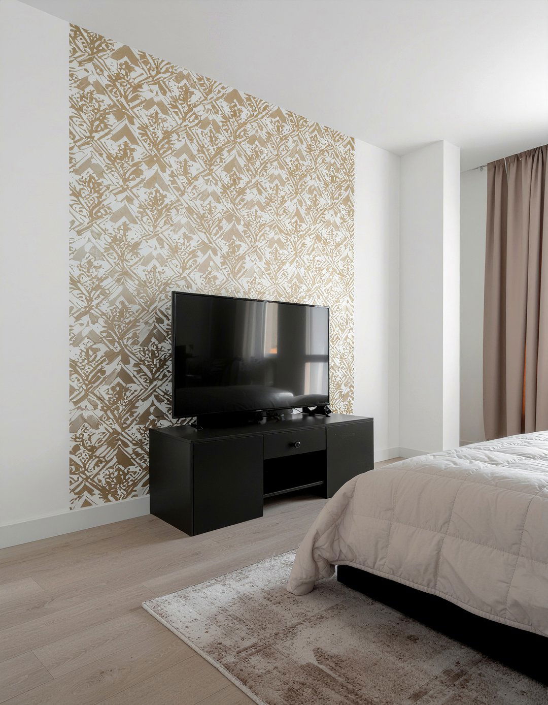 Wallpaper behind tv - 30 living room wall mounted tv ideas