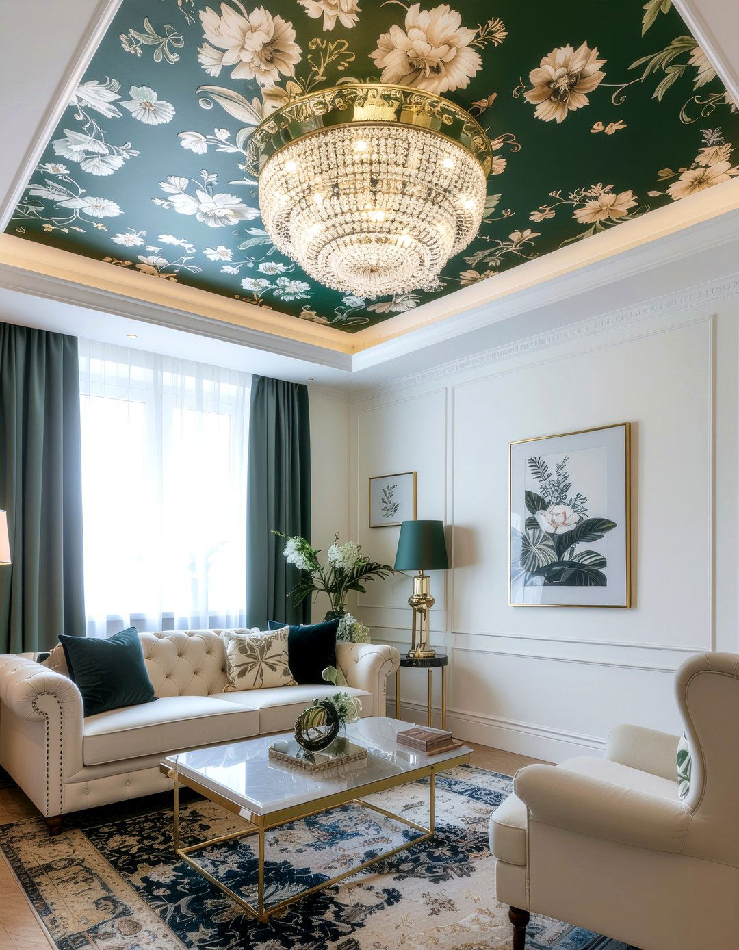 Wallpaper ceiling - 30 living room ceiling update ideas