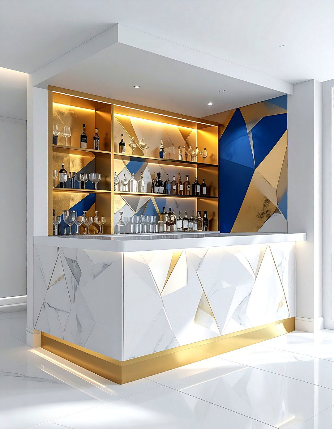 Wallpapered Bar Niche - 30 dining room bar ideas