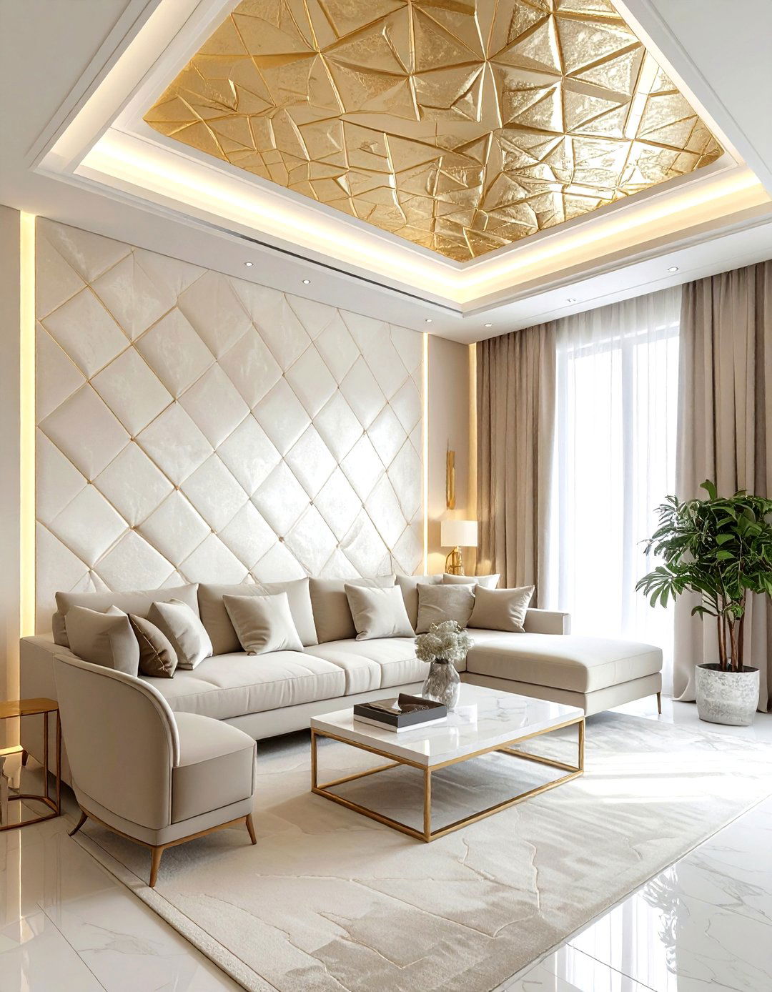 Wallpapered Ceiling - 30 living room ceiling designs