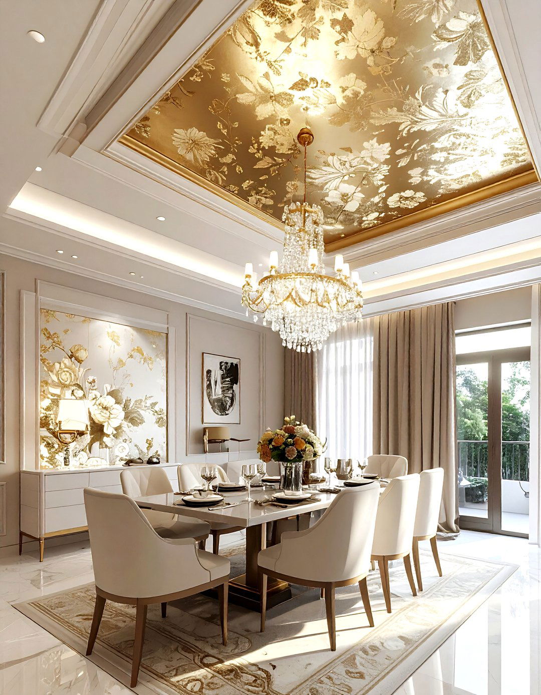 Wallpapered Dining Room Ceiling - 30 dining room ceiling ideas