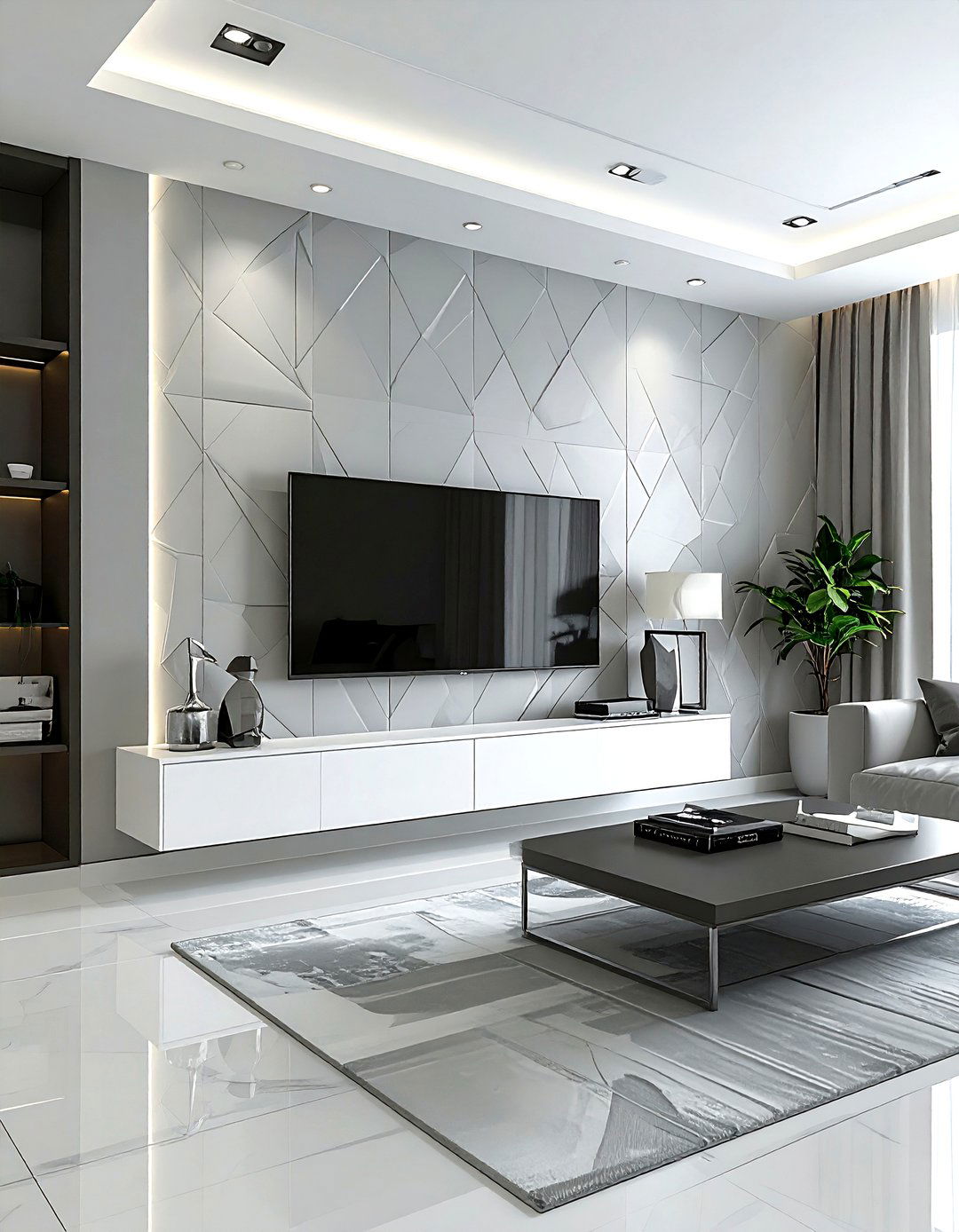 Wallpapered Tv Accent Wall - 30 living room tv ideas