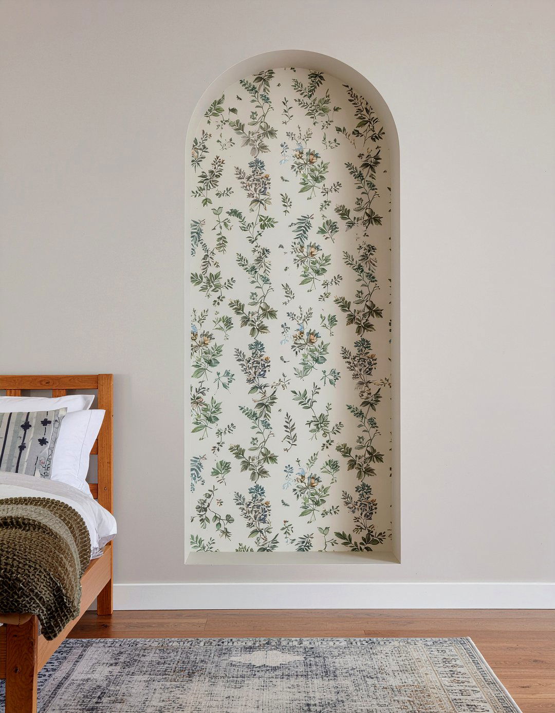 Wallpapered Wall Niche - 30 bedroom wall niches