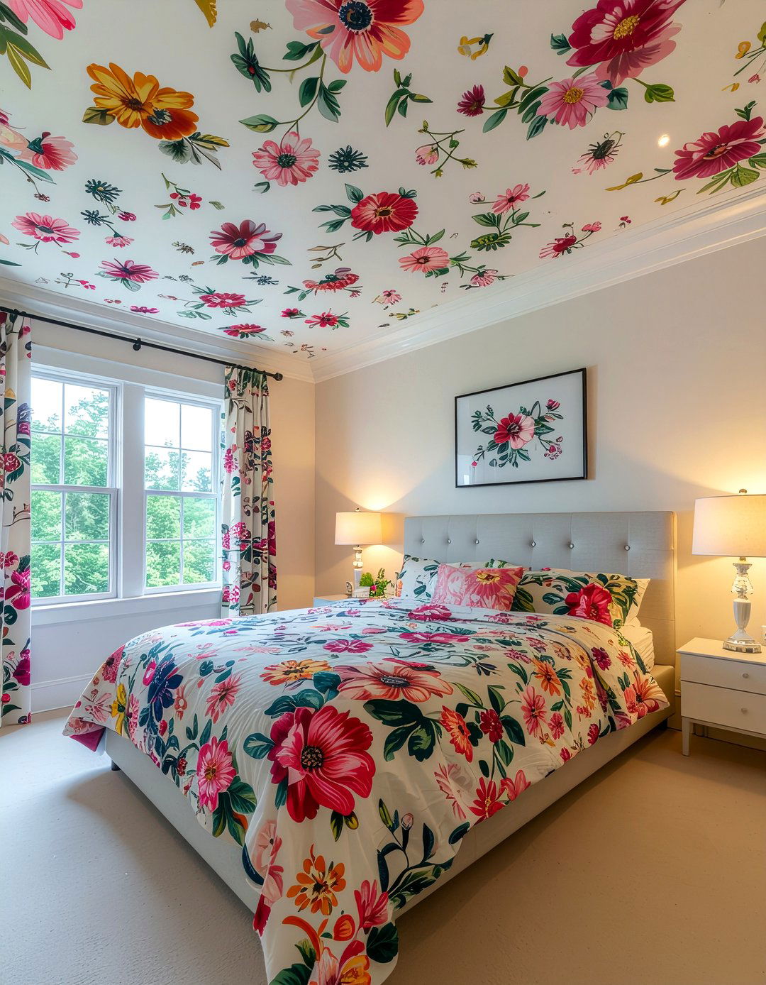 Wallpapered bedroom ceiling - 30 bedroom ceiling ideas