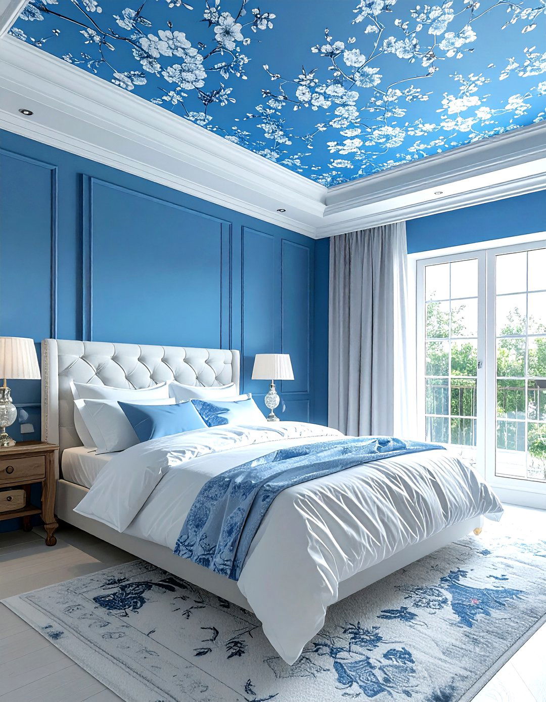 Wallpapered ceiling - 30 bedroom ceiling design ideas